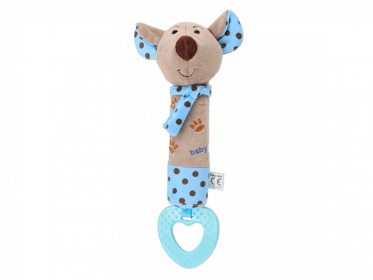 Detská pískacia plyšová hračka s hryzátkom Baby Mix myšky modrá