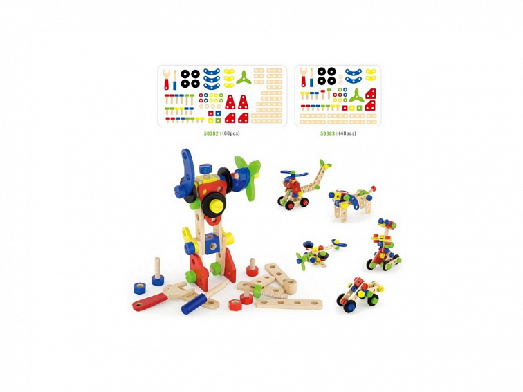 Drevená konštrukčná stavebnica pre deti Viga 48 dielov