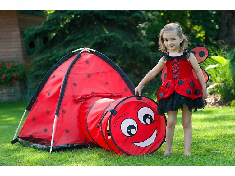 Detský stan Baby Mix Lienka s tunelom červený