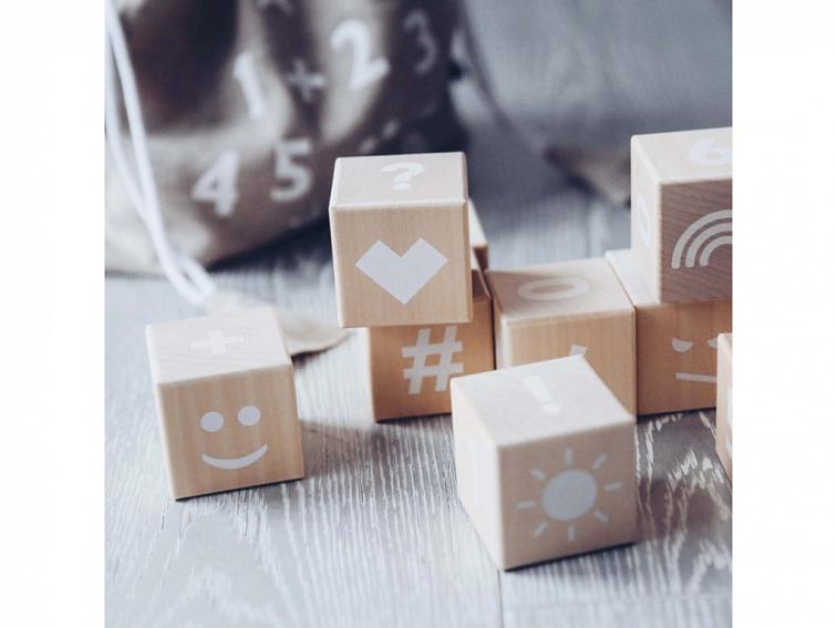 Dřevěné kostky čísla, bílé | Ooh Noo