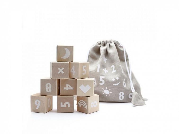 Dřevěné kostky čísla, bílé | Ooh Noo