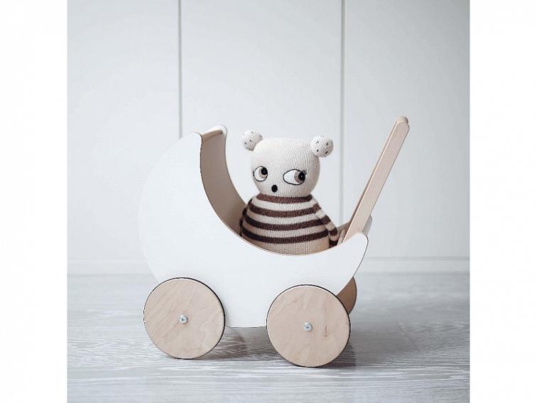 Dětský dřevěný kočárek, bílý | Ooh Noo