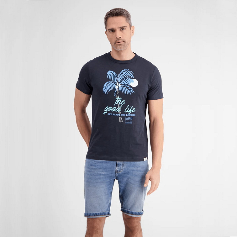 Modré pánske tričko s potlačou