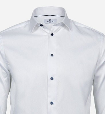 Biela košeľa, modré gombíky, 2-ply, Slim fit