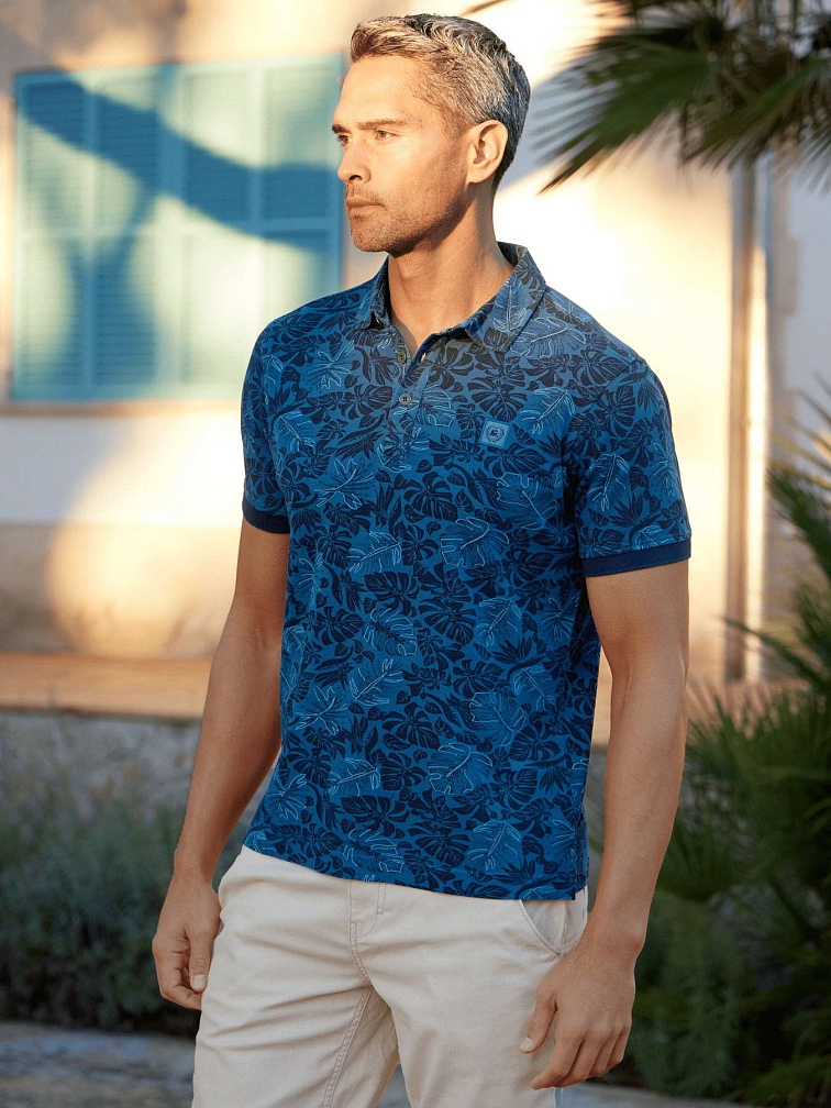 Modrá kvetinová pánska polokošeľa