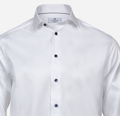 Biela košeľa, modré gombíky, 2-ply, Regular fit