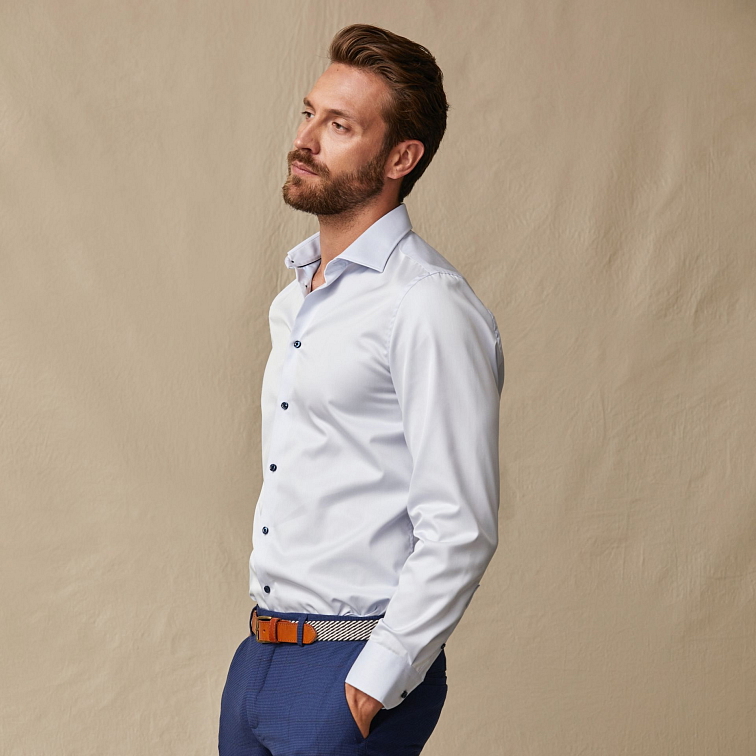 Svetlomodrá košeľa, modré gombíky, 2-ply, Slim fit