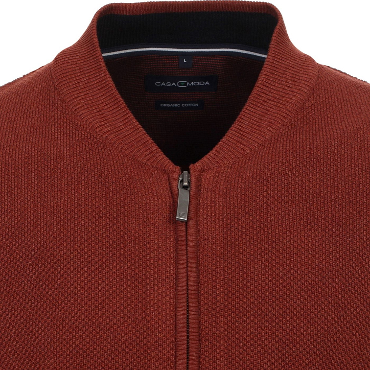 Tehlovo-červený cardigan, Organická bavlna