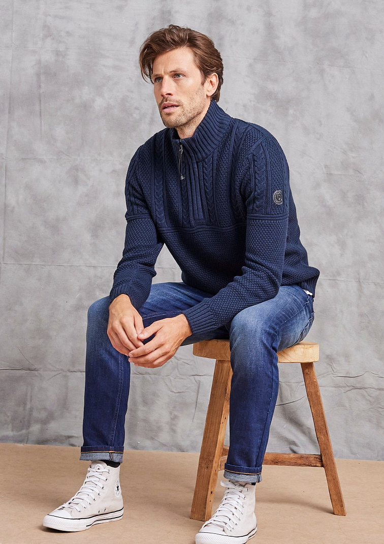 Modrý pletený sveter LERROS