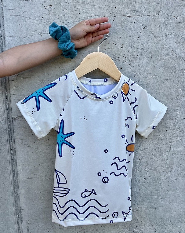 ActiveKids detské UPF50+ ochranné tričko s krátkym rukávom Vlnky