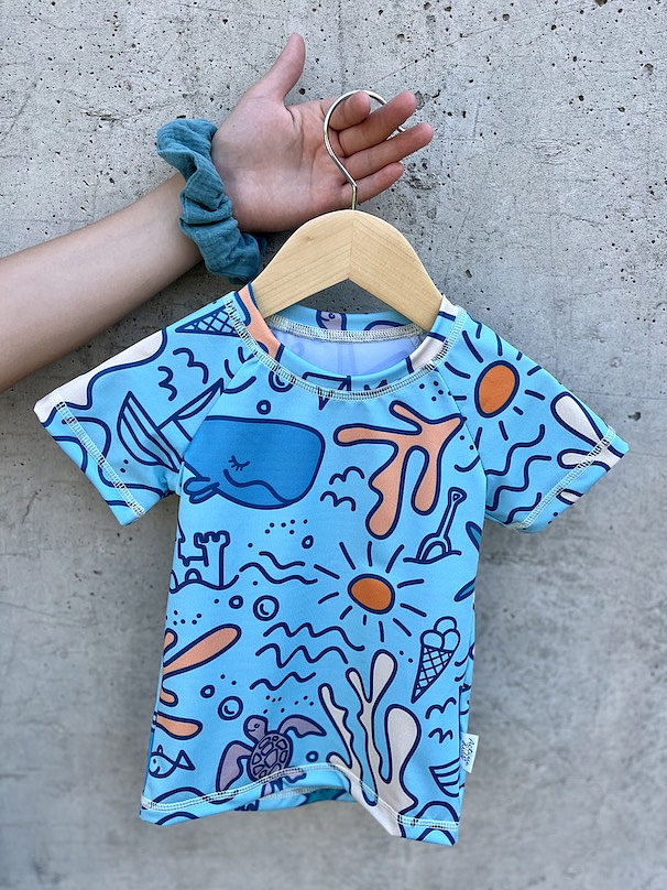 ActiveKids UPF50+ detské tričko s krátkym rukávom Veľrybky