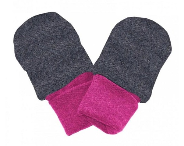 Crawler Merino detské rukavice pästičky dvojvrstvové Ružová
