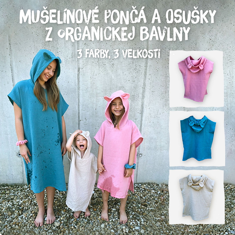 ActiveKids mušelínové pončo pre deti Organic