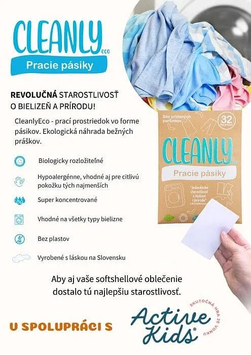 Cleanly Eco pracie pásiky na pranie, neparfumované