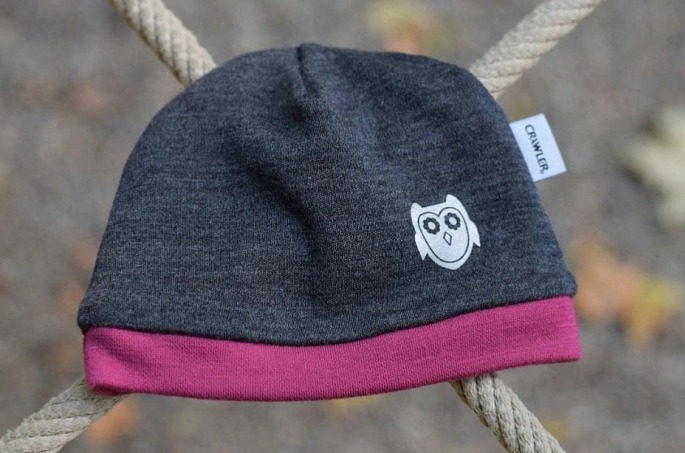 Crawler Merino detská čiapka dvojvrstvová Grafitová