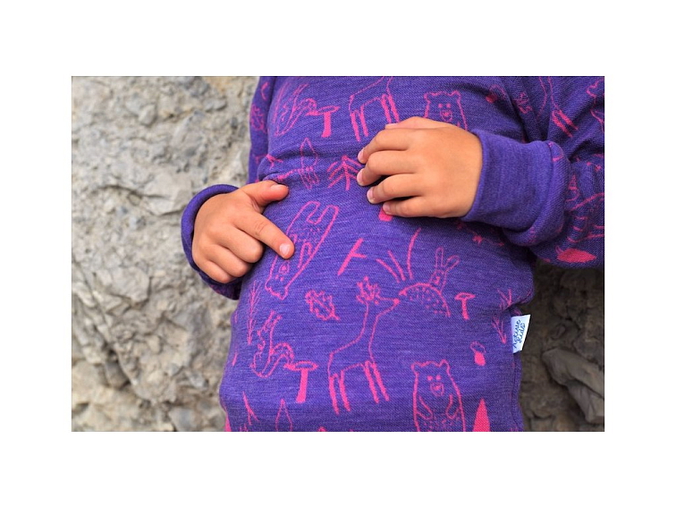 ActiveKids Merino rastúce detské tričko Lesné zvieratká