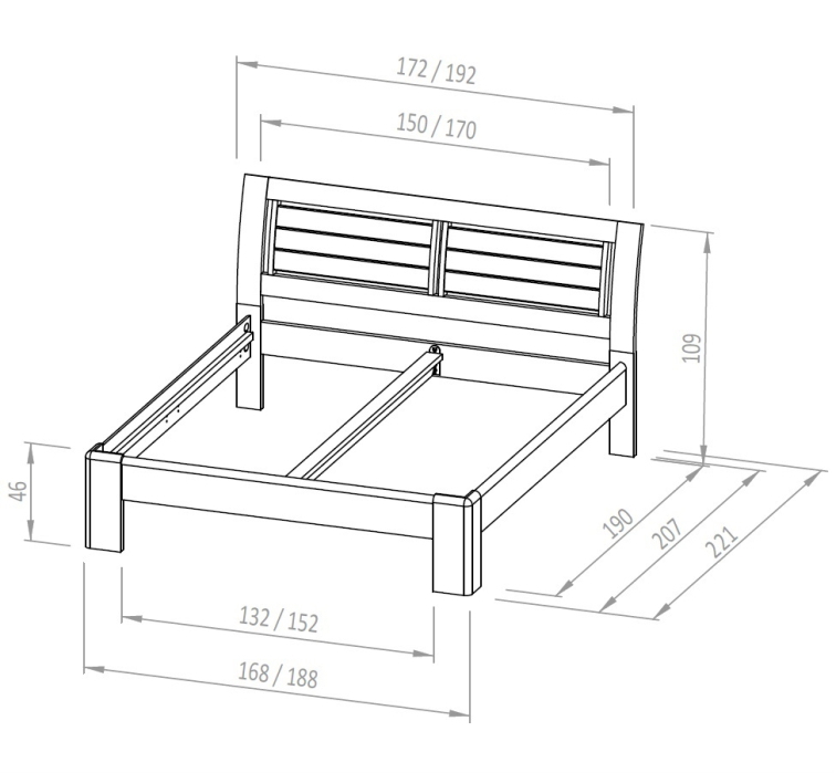 Buková postel Valencia - zvýšená