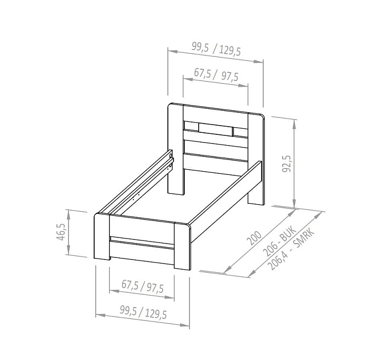 Buková zvýšená postel Bora
