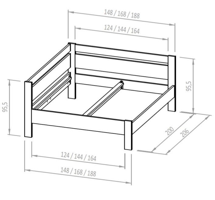 Rohová postel Tina - dvoulůžko buk