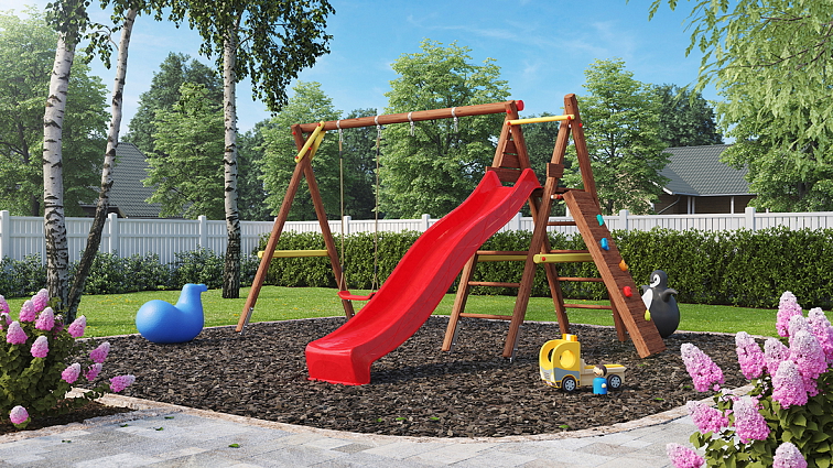 Skluzavka 2,95 m s přípojkou na vodu ČERVENÁ