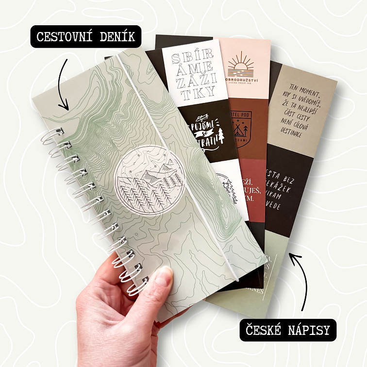 Cestovní deník s kroužkovou vazbou