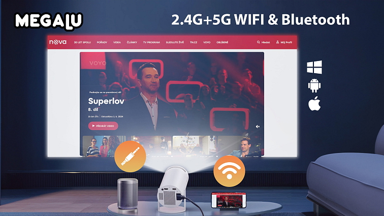 Domácí kino projektor MEGALU Standard Bílý HD – 130" obraz