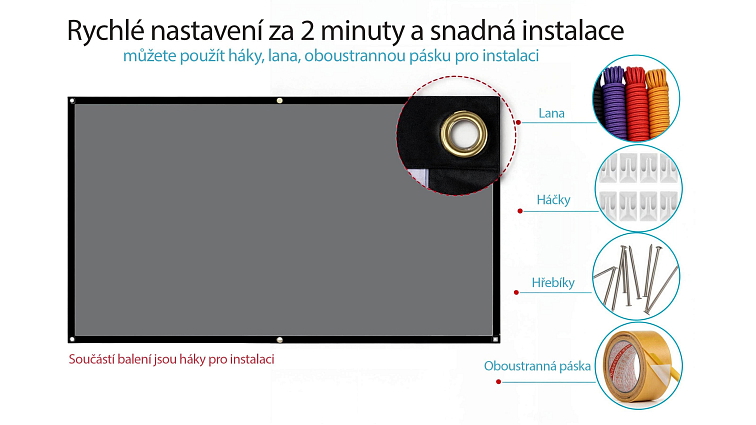 Šedé Přenosné plátno s technologií zvýšení světlosti