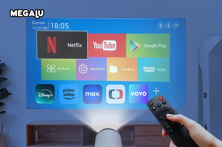 Domácí kino projektor MEGALU Standard Bílý HD – 130" obraz