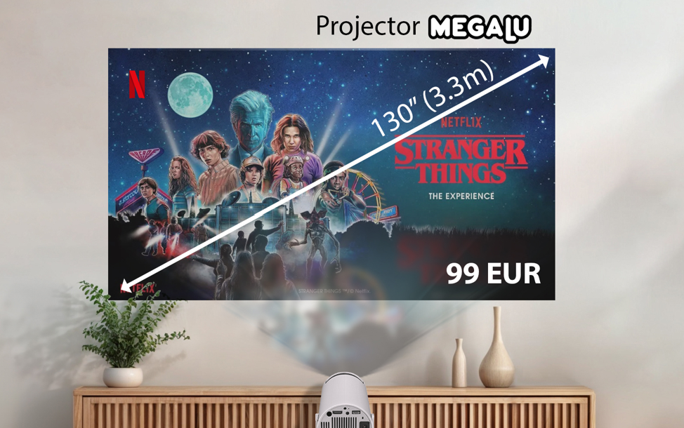 Domácí kino projektor MEGALU Standard Bílý HD – 130" obraz