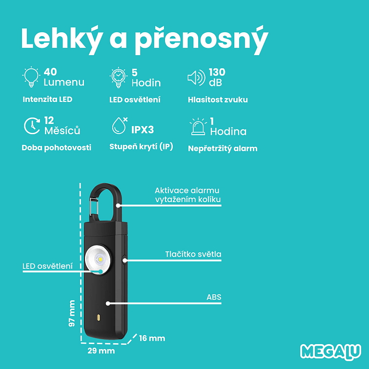 Osobní kapesní alarm 130 dB – Dobíjecí bezpečnostní alarm pro vaši ochranu