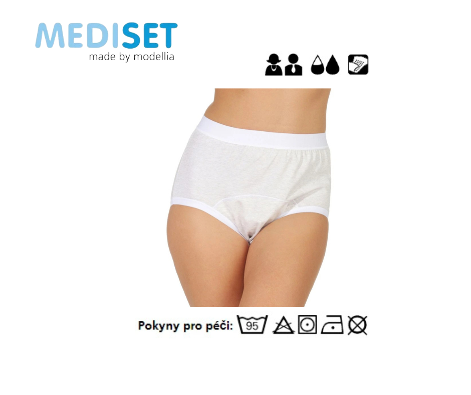 Unisex inkontinenční kalhotky s fixací vložek, velkou PU membránou a ionty stříbra