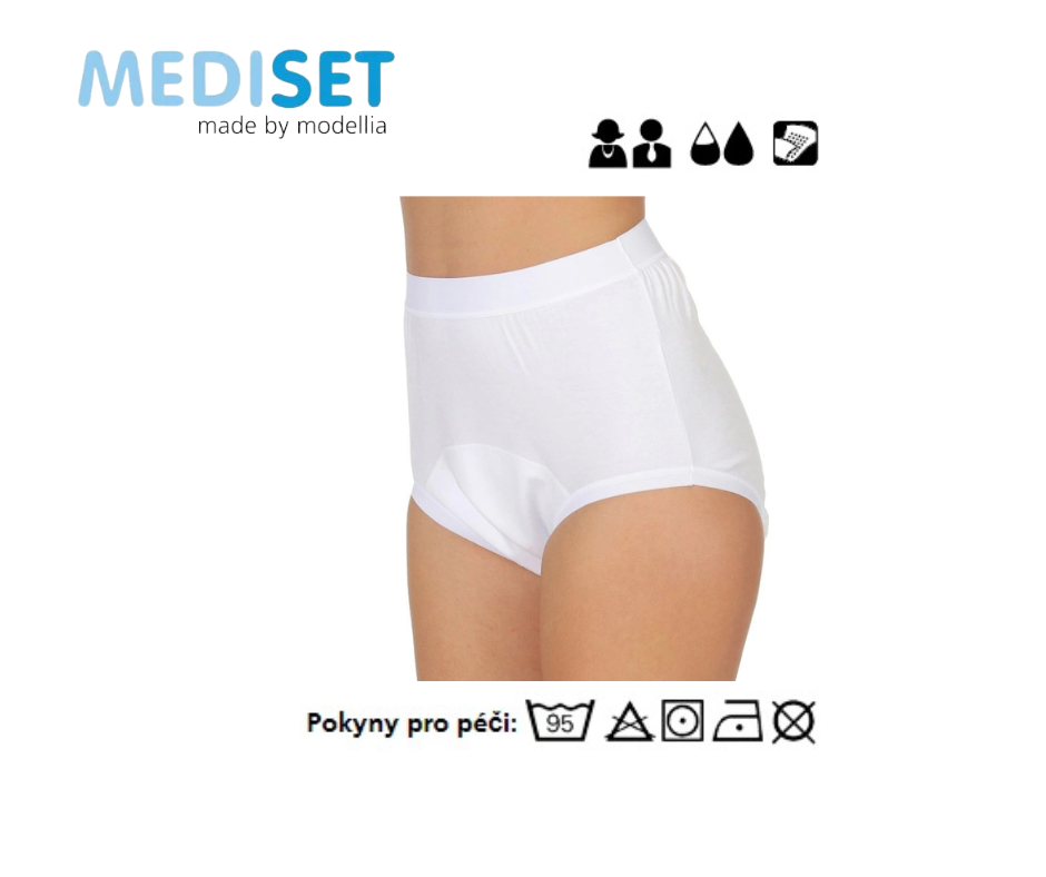 Unisex inkontinenční kalhotky s fixací vložek se širokým měkkým pasem