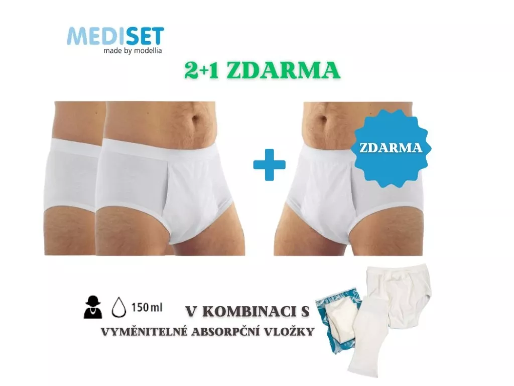 Pánské slipy s omyvatelnou absorpční vložkou (vyměnitelná pomocí suchého zipu) 2+1 ZDARMA