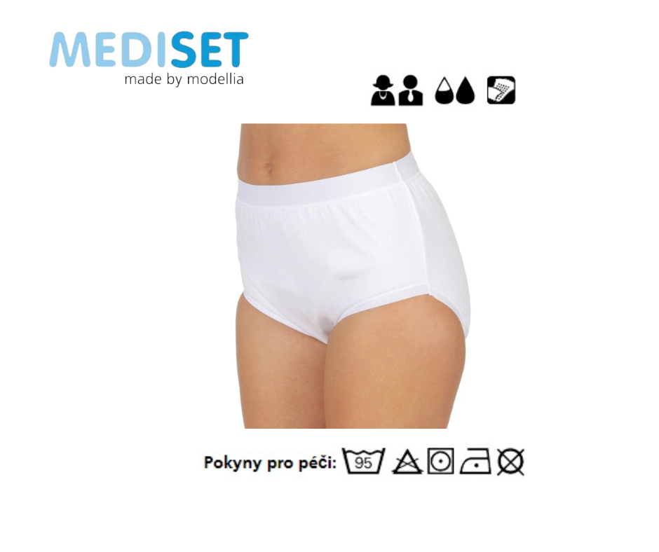 Unisex inkontinenční kalhotky s fixací vložek a z nepropustné PU membrány potažené bavlnou