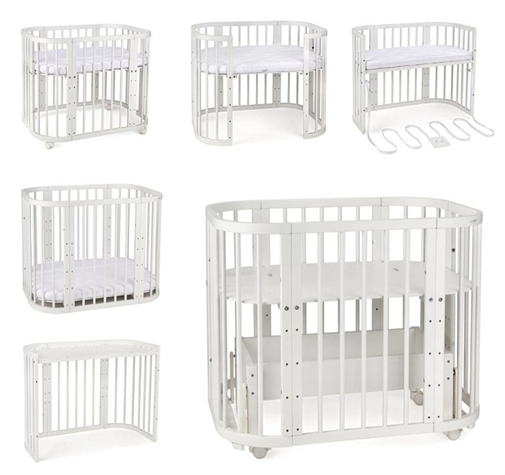 SmartTrip rastúca oválna postieľka s kolískou a s matracom 5v1 - šedá