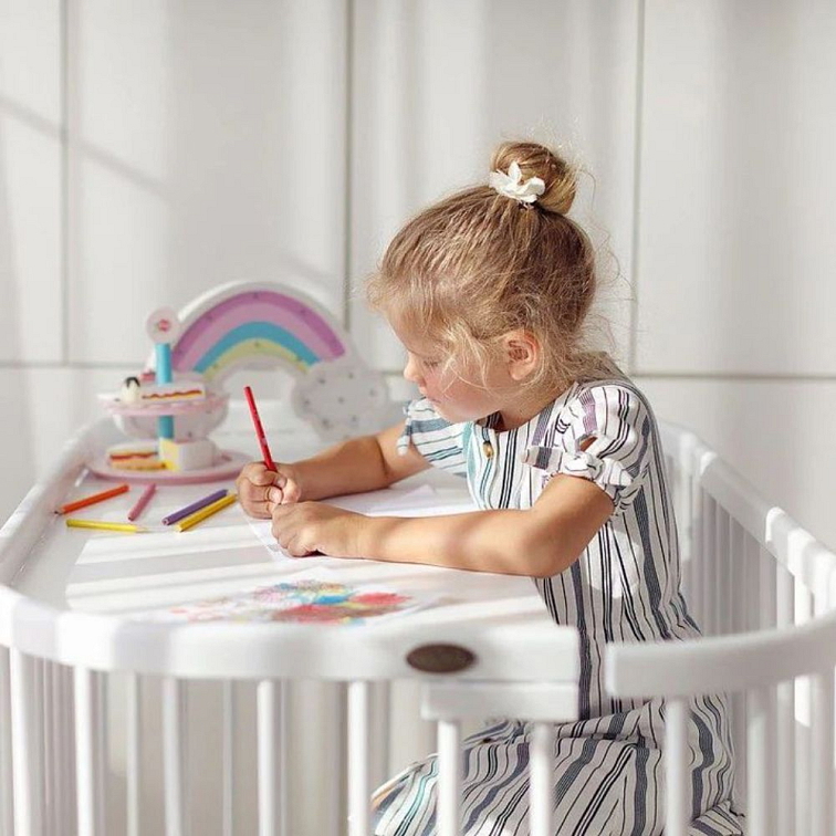 SmartTrip rastúca oválna postieľka s kolískou a s matracom 5v1 - šedá