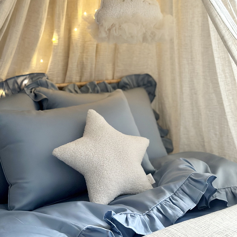 Margaret posteľné obliečky z prémiovej saténovej bavlny - modrá