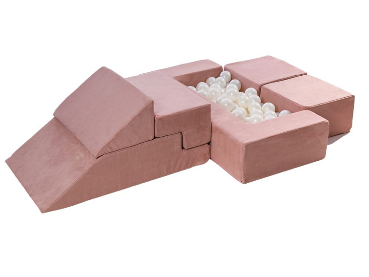 MeowBaby® Velvet detské hracie penové multifunkčné ihrisko s 200 guličkami- ružové