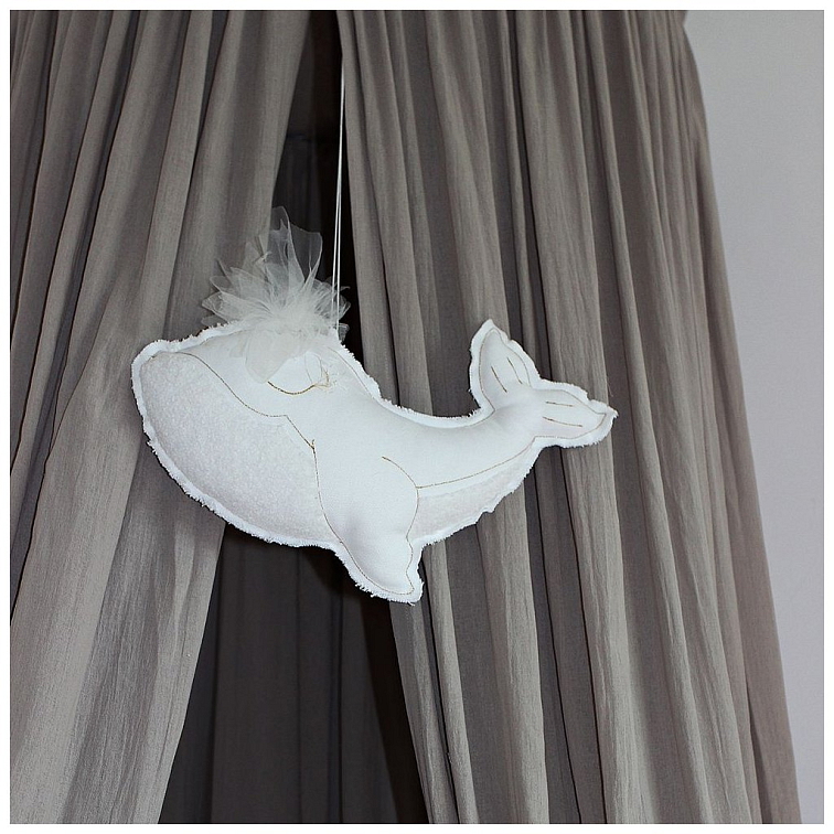 Luxusný stropný baldachýn pre detskú izbu – priemer 50cm, tmavo šedo/béžový