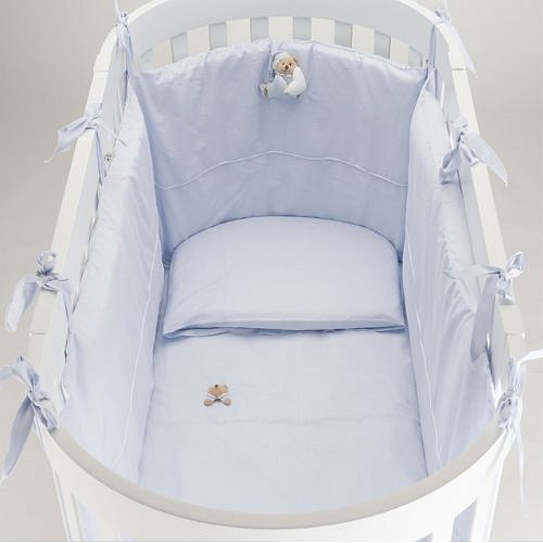 Nanán detská oválna postieľka s matracom Puccio modrá