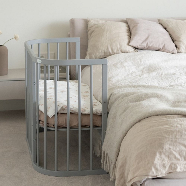 SmartTrip rastúca oválna postieľka s kolískou a s matracom 5v1 - šedá