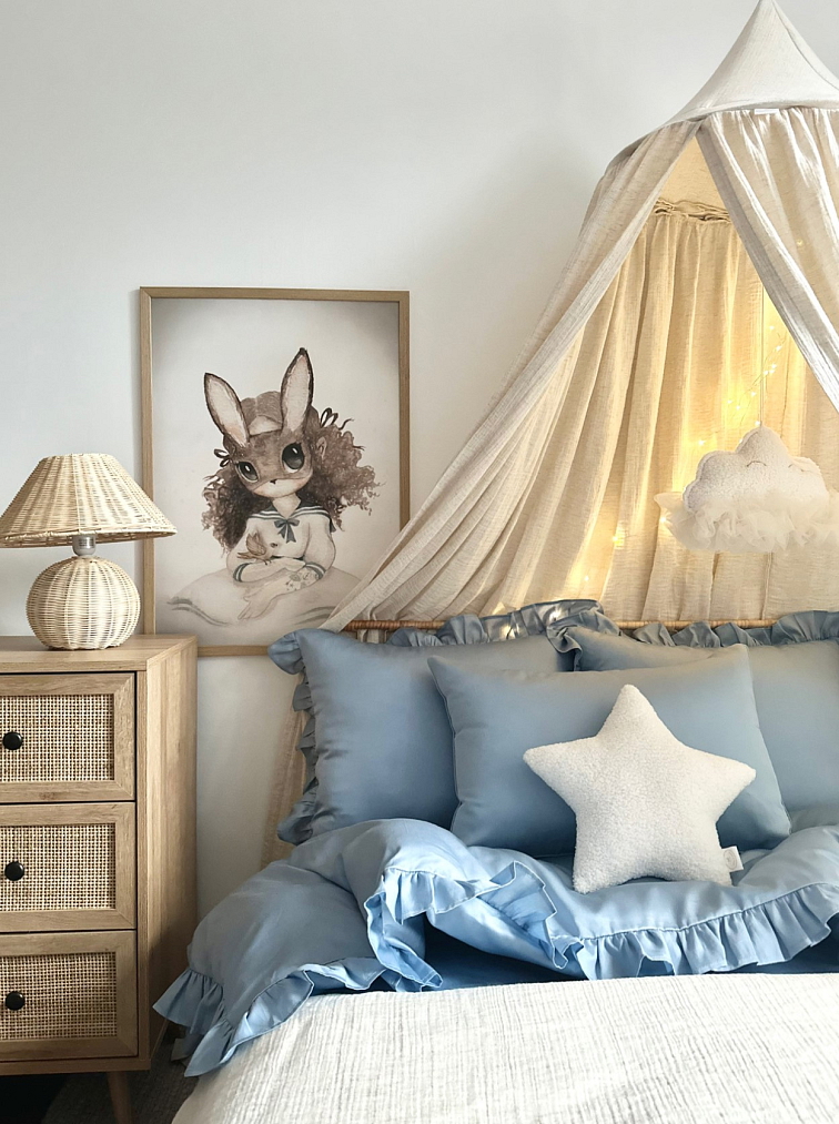 Margaret posteľné obliečky z prémiovej saténovej bavlny - modrá