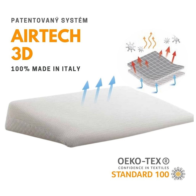 Antirefluxní klínový polštář do postýlky AirTech 3D - 35x60 cm