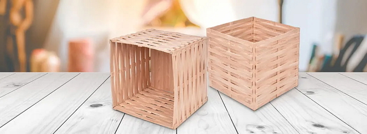 INSPIRATION FÜR DAS BASTELN MIT KINDERN: GEFLOCHTENER BOX AUS HOLZSTÄBCHEN