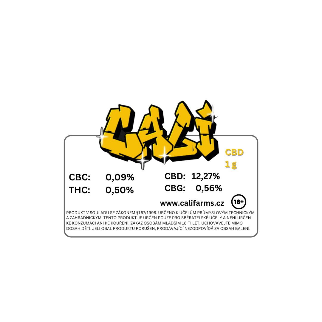 CBD květy CALI - CBD: 12,27% THC: 0,50% CBC: 0,09%