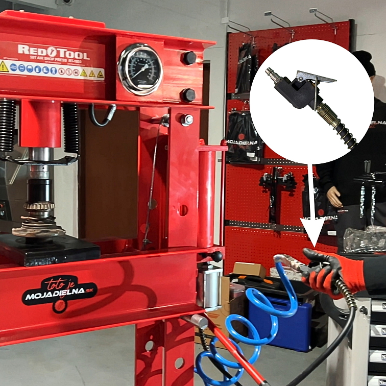 REDTOOL Hydraulický lis s tlakomerom 50T + pneumat