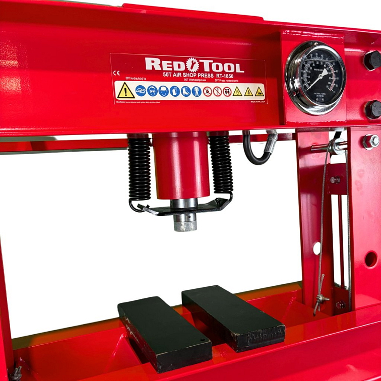 REDTOOL Hydraulický lis s tlakomerom 50T + pneumat