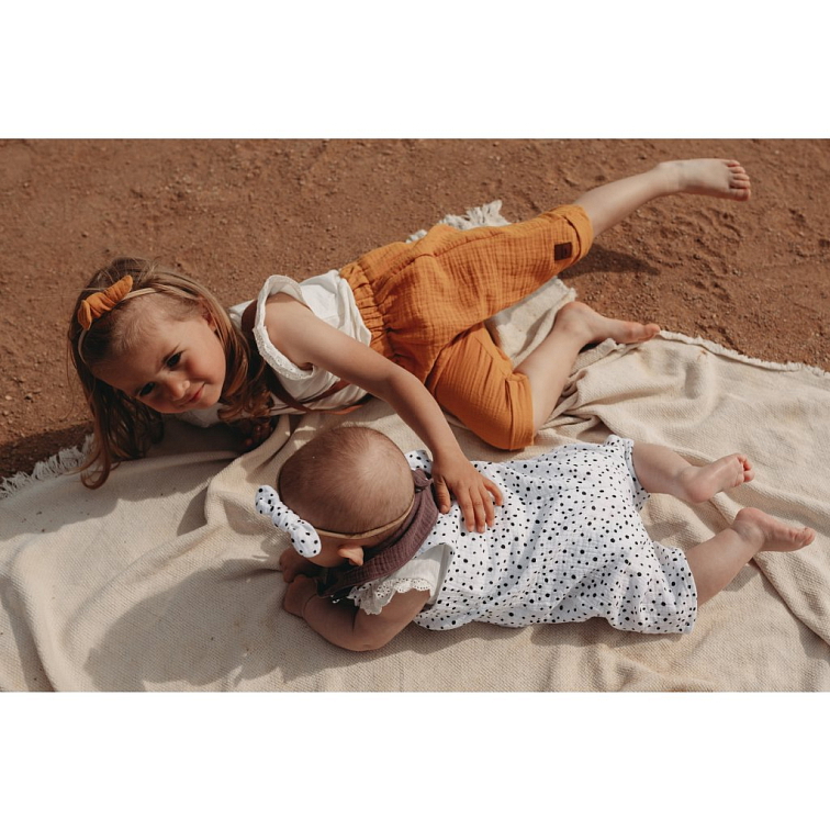 Mušelínový overal letní / černobílé tečky