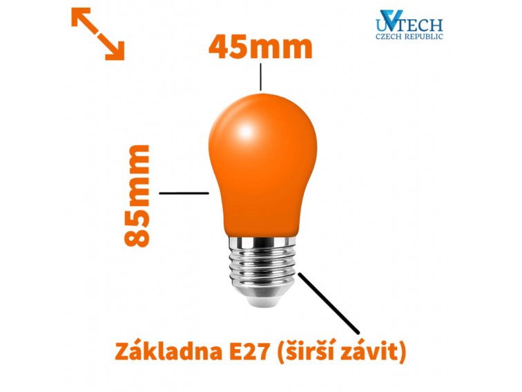 ORANGE-2 večerní oranžová LED žárovka 3W E27 bez obsahu modré