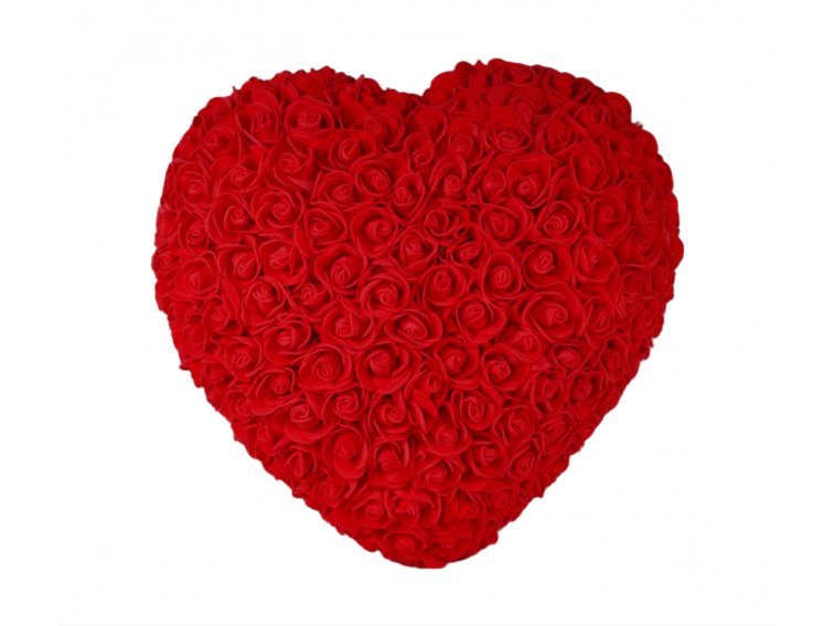 Medvídárek srdce z růží - světle červené 26cm